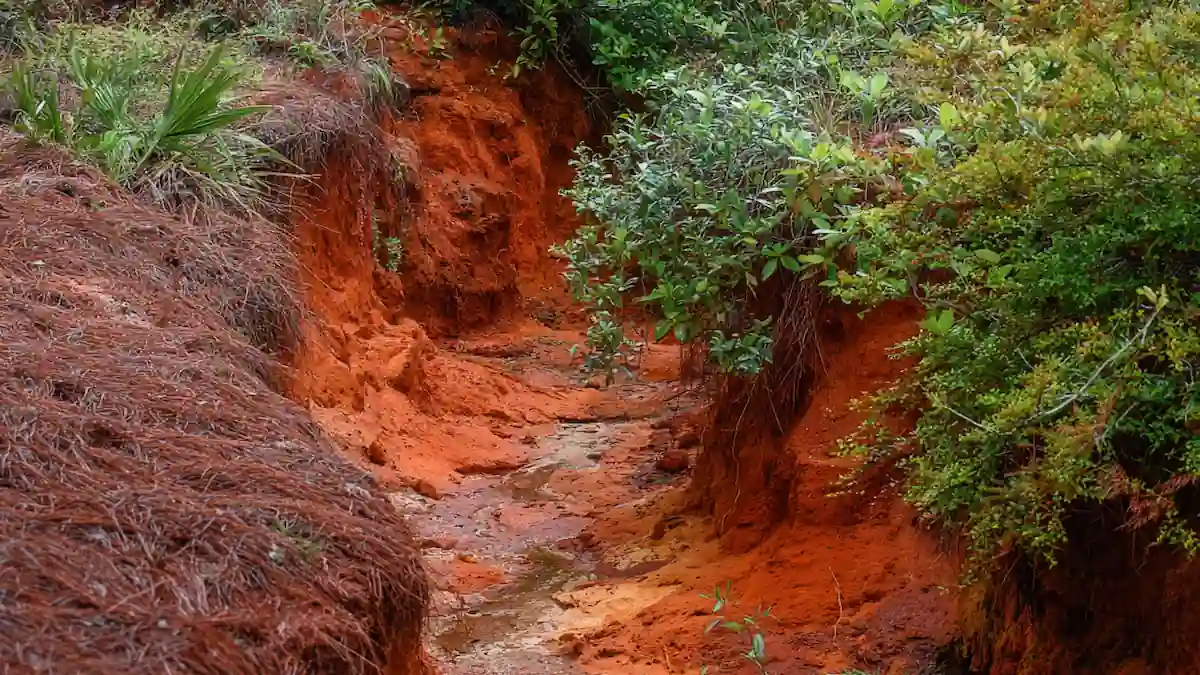 Red clay soil common in Wake County NC
