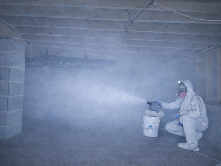 Fogging entire crawl space during mold remediation in Raleigh NC